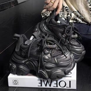 2025 Autumn New Genuine Leather Chunky Dad Sneakers for Women Lightweight Casual Sports Shoes Low-Top Mesh Fashion