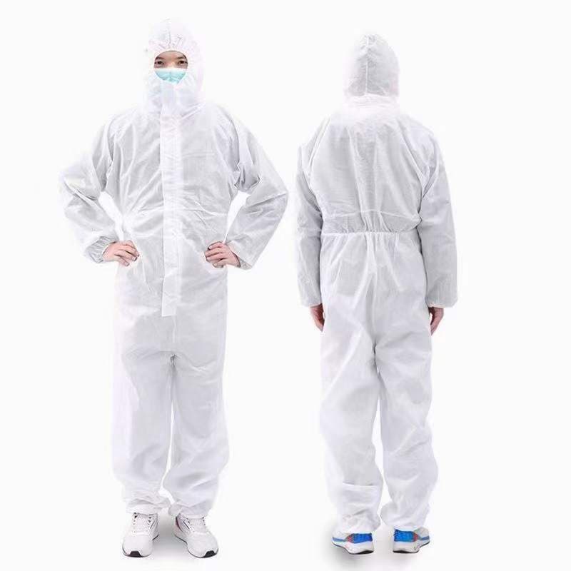 Disposable Isolation Gown, One-Piece Coverall, SMS Thickened 45g Nonwoven Fabric, Embroidery Workwear for Men and Women, Medical Dust-Proof
