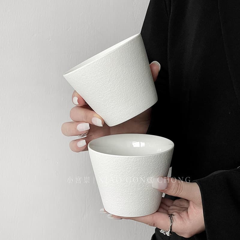 Japanese Minimalist Ceramic Coffee Cup Handheld Cup Pig Mouth Cup Retro Exquisite Advanced Latte Art Cup Owner Cup Flat White Cup