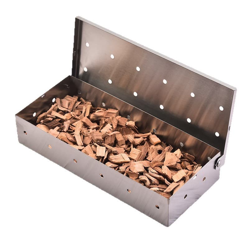Stainless Steel Smoker Box Outdoor BBQ Tool Charcoal Box Spice Box Square Grill Bacon Box