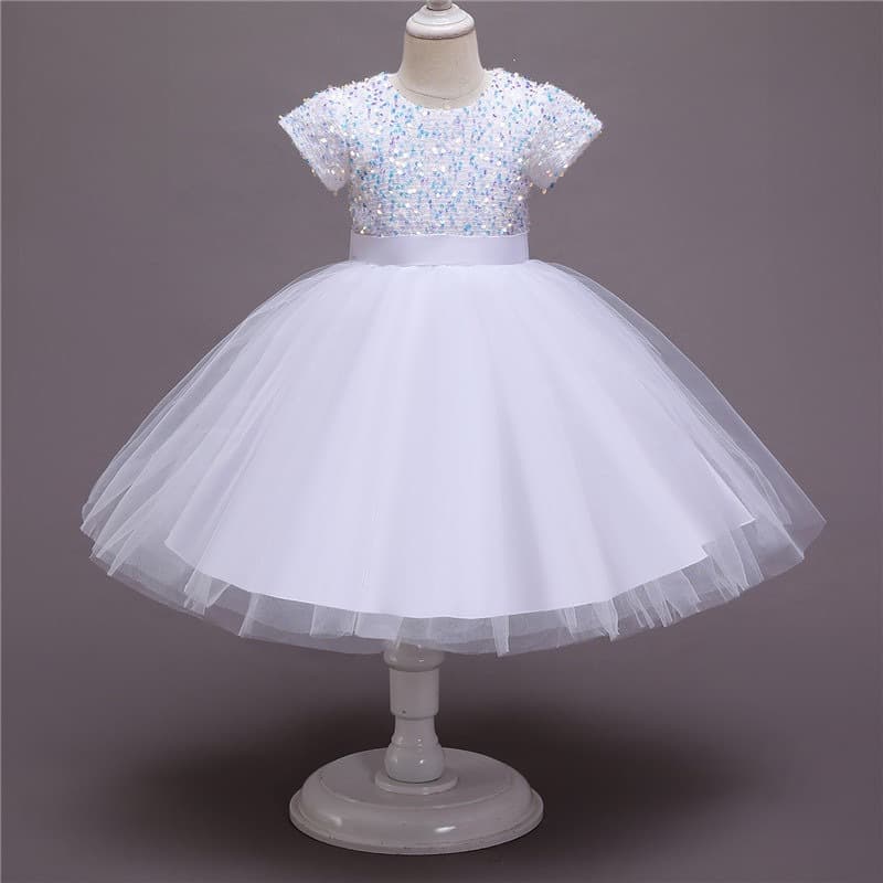 New Export Cross-border Girls' Fashionable Princess Dress European and American Sequined Tulle Children's Princess Gown