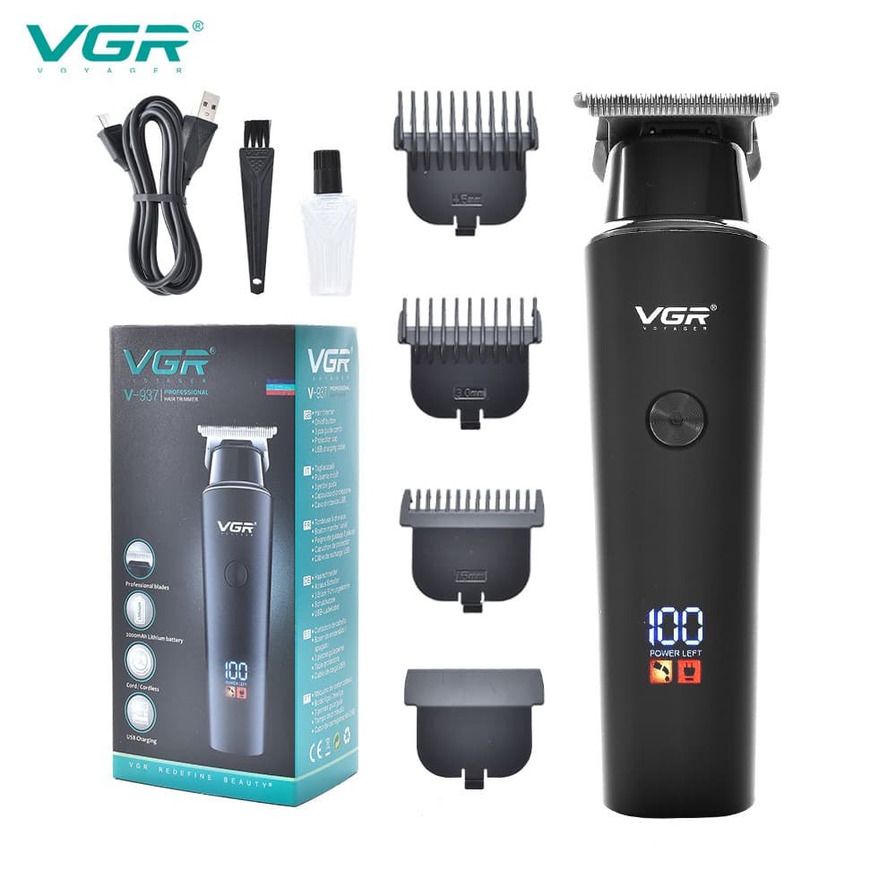 VGR937 LCD Display Electric Hair Clippers Salon Quality Carving 8 Hours Battery Life Stainless Steel Blade Non-Waterproof