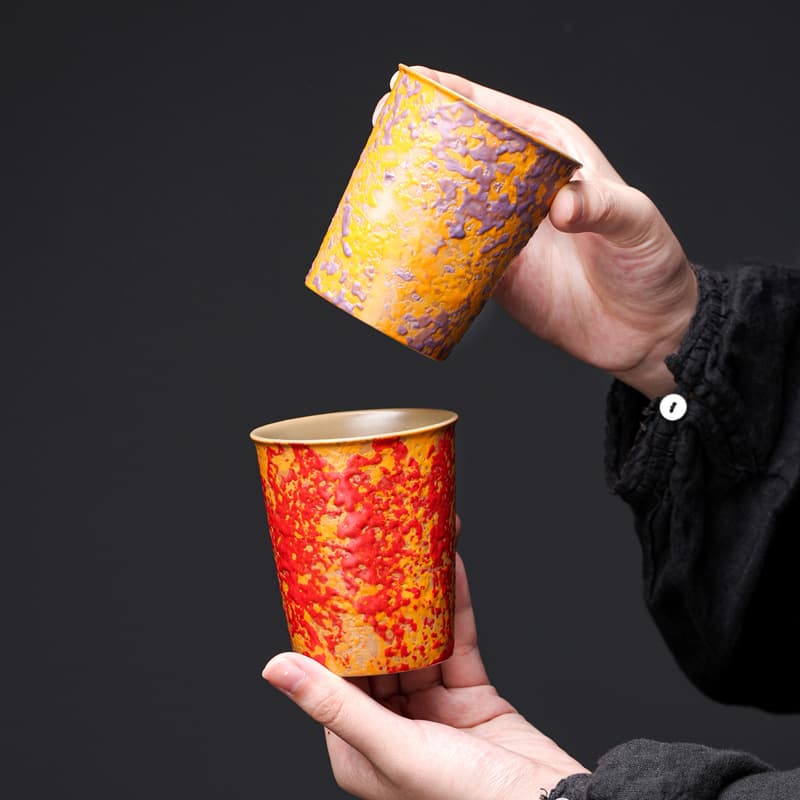Retro stoneware imitation lacquer Coke cup ceramic tea cup master cup large capacity personalized tea drink cup personal