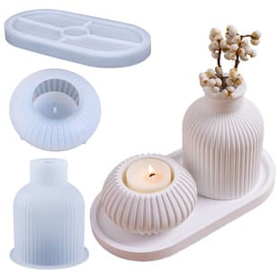 DIY Striped Wax Jar Vase Tray Silicone Mold Set, Simple European Style Plaster Decoration Making, Cross-Border Drop Shipping