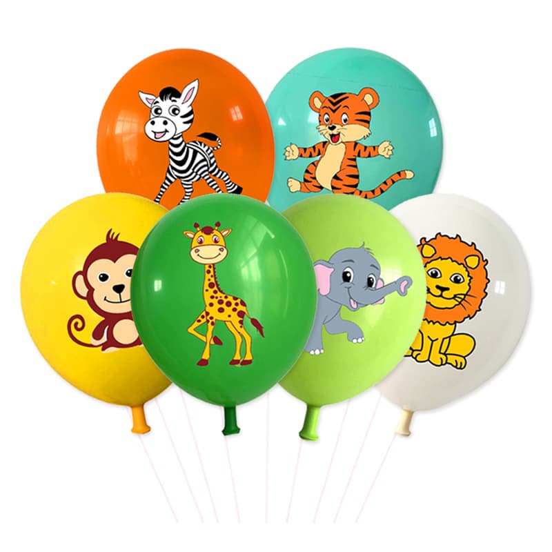 Jungle Animal Theme 12-Inch Latex Balloons for Kids Birthday Party Decoration Props