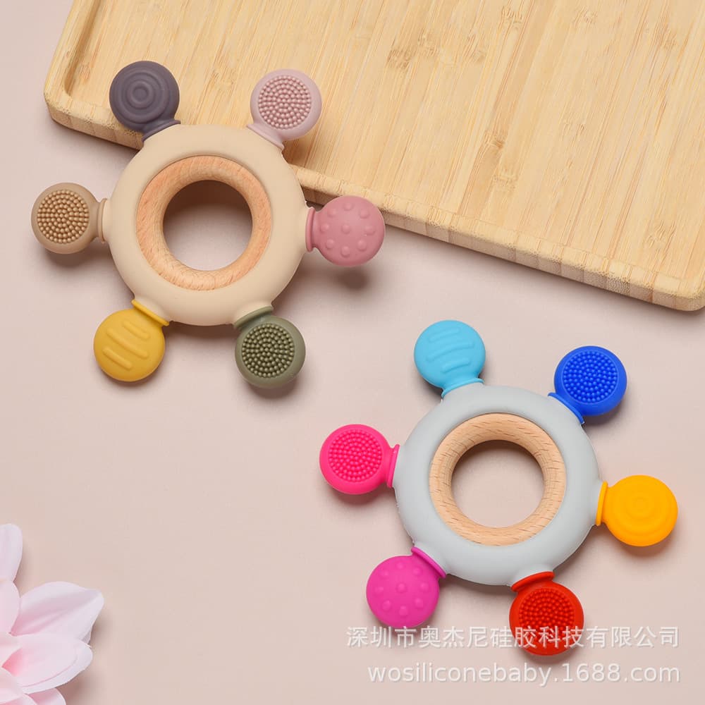 Baby Silicone Teether Children's Chew Toy Hand Grab Boat Steering Wheel Bite Joy Toys Mother Baby Supplies Silicone Factory