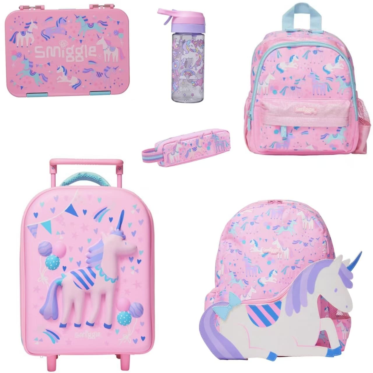 Australia Smiggle Backpack Elementary School Student Casual Bag Toddler Double Shoulder Bag Balloon Jumping Little Pony Set Series