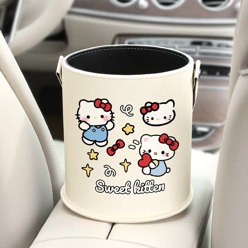 Cute Car Trash Can, Universal Car Accessory, Multifunctional Storage, Leather, Rear Seat Umbrella Organizer