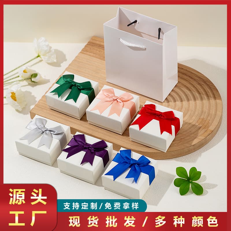 Korean Style White Bow Jewelry Box Rings Necklaces Earrings Bracelets Gift Box Luxury Design Elegant Presentation