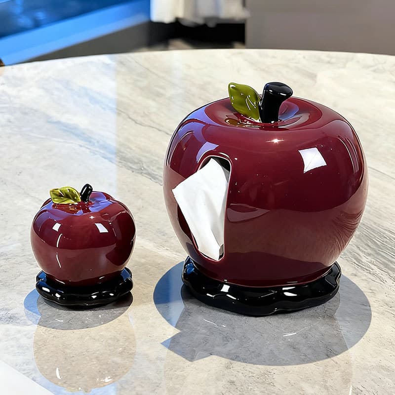 Apple Tissue Box High-End Luxury Living Room Napkin Box New Creative Coffee Table Decoration Ceramic Tissue Box
