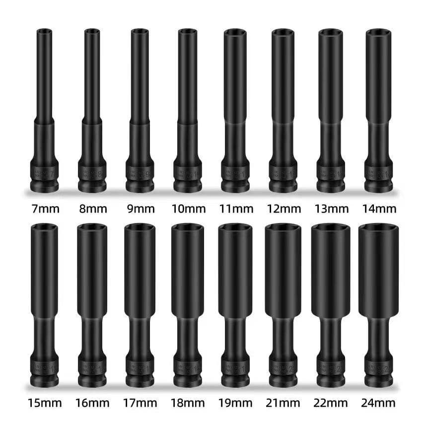 Ultra-thin extended thin-walled sleeve lithium battery wrench special hardened wind cannon sleeve motorcycle electric vehicle repair socket