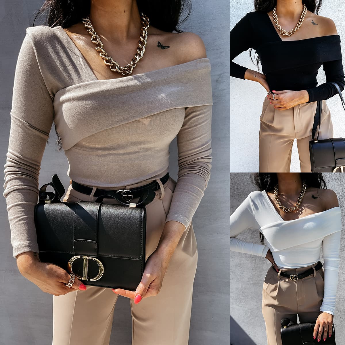 2021 AliExpress Wish Independent Site Hot Selling Autumn/Winter New Fashion Sexy Off-Shoulder Long Sleeve T-Shirt for Women