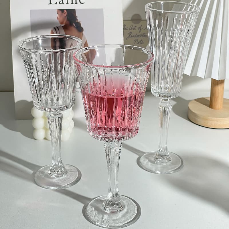 European striped glass eternal crystal goblet wine glass Bordeaux red wine glass foreign wine glass champagne glass
