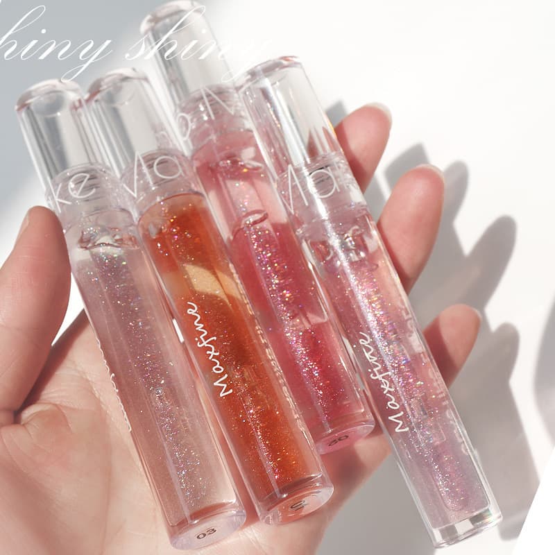 Maxfine Lip Gloss Water Light Lip Glaze Moisturizing Hydrating Water Glass Lip Gloss Transparent Texture Multiple Colors Available
