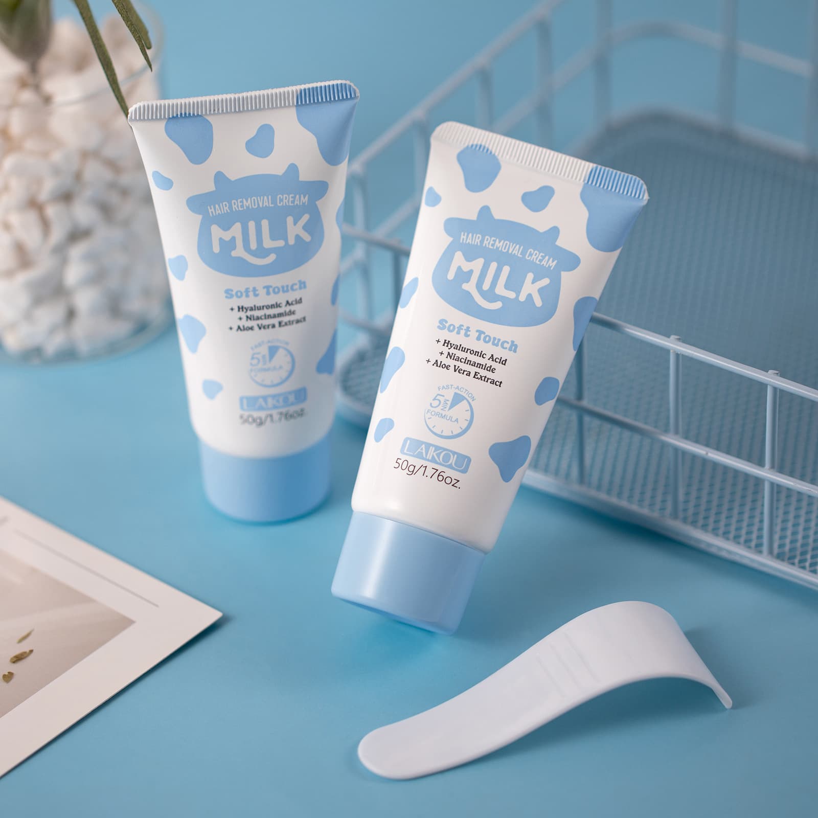 Cross-border LAIKOU Milk Hair Removal Cream 50g for Legs and Underarms, No Dark Spots, Moisturizing Skincare, Export Stock