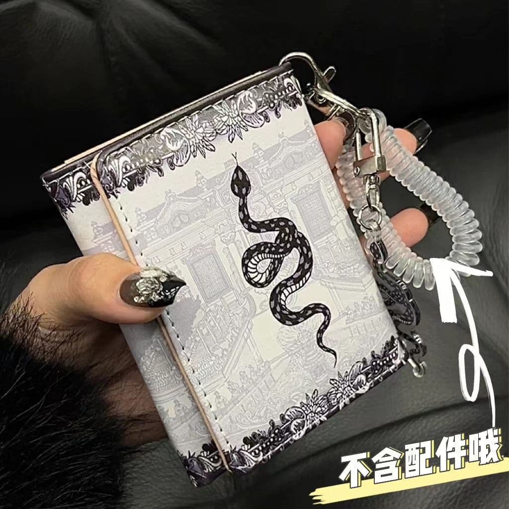 2024 New Style Diablo Trendy Internet Celebrity Cool Short Tri-fold Wallet Multi-card Coin Purse Card Bag for Students
