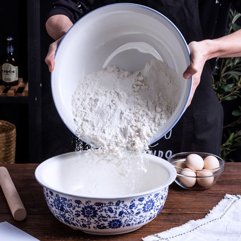 Basin Household kneading blue and white porcelain kneading old-fashioned ceramic basin large thickened dough kitchen sink economical
