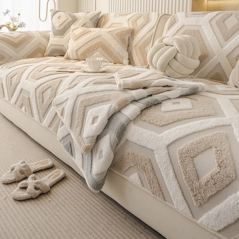 Cross-border Wholesale Premium Thick Plush Sofa Cushion 2025 Autumn Winter New Seat Cushion Straight Row Leather Sofa Cover