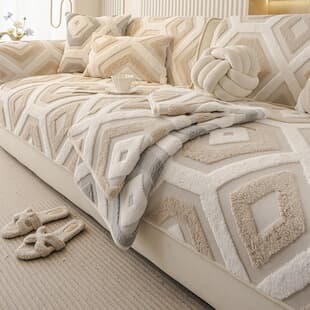Cross-border wholesale premium thick plush sofa cushion 2025 autumn/winter new style straight-row leather sofa cover