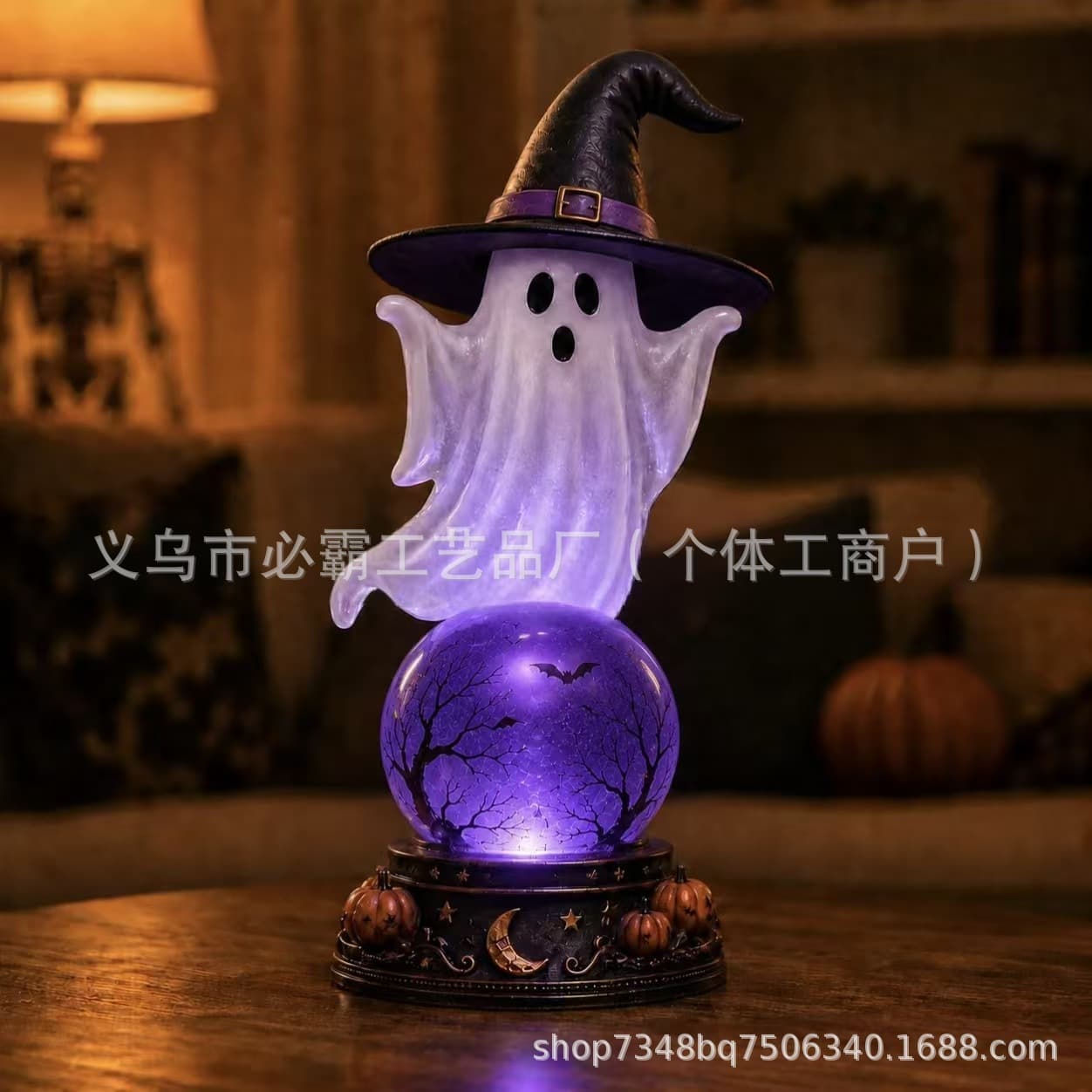 Halloween Raven Crystal Ball Lighted Decor
