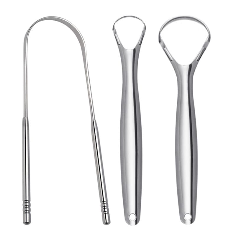 Multi-Color U-Shaped Tongue Scraper Set - Stainless Steel Tongue Cleaner with 3-Piece Oral Care Kit