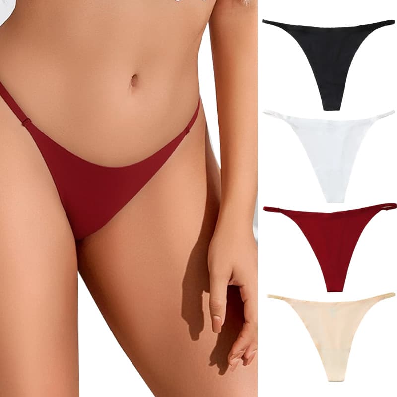 Factory Direct Stock European American Export Women's Seamless Ice Silk Triangle Panties Low Waist Plus Size Thin Strap Thong