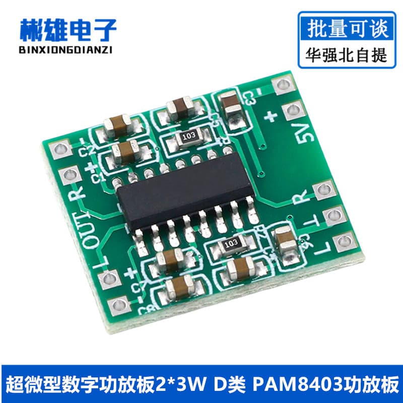Ultra-Mini Digital Power Amplifier Board 2*3W D PAM8403 Amplifier Board 2.5~5V USB Power Supply
