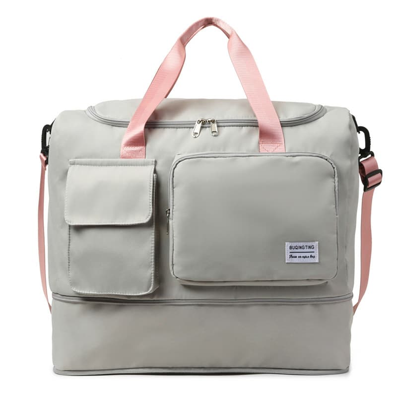 Short Trip Bag for Women, Expandable Lightweight Casual Gym Bag, Wet-Dry Separation, Large Capacity Yoga Dance Storage Bag