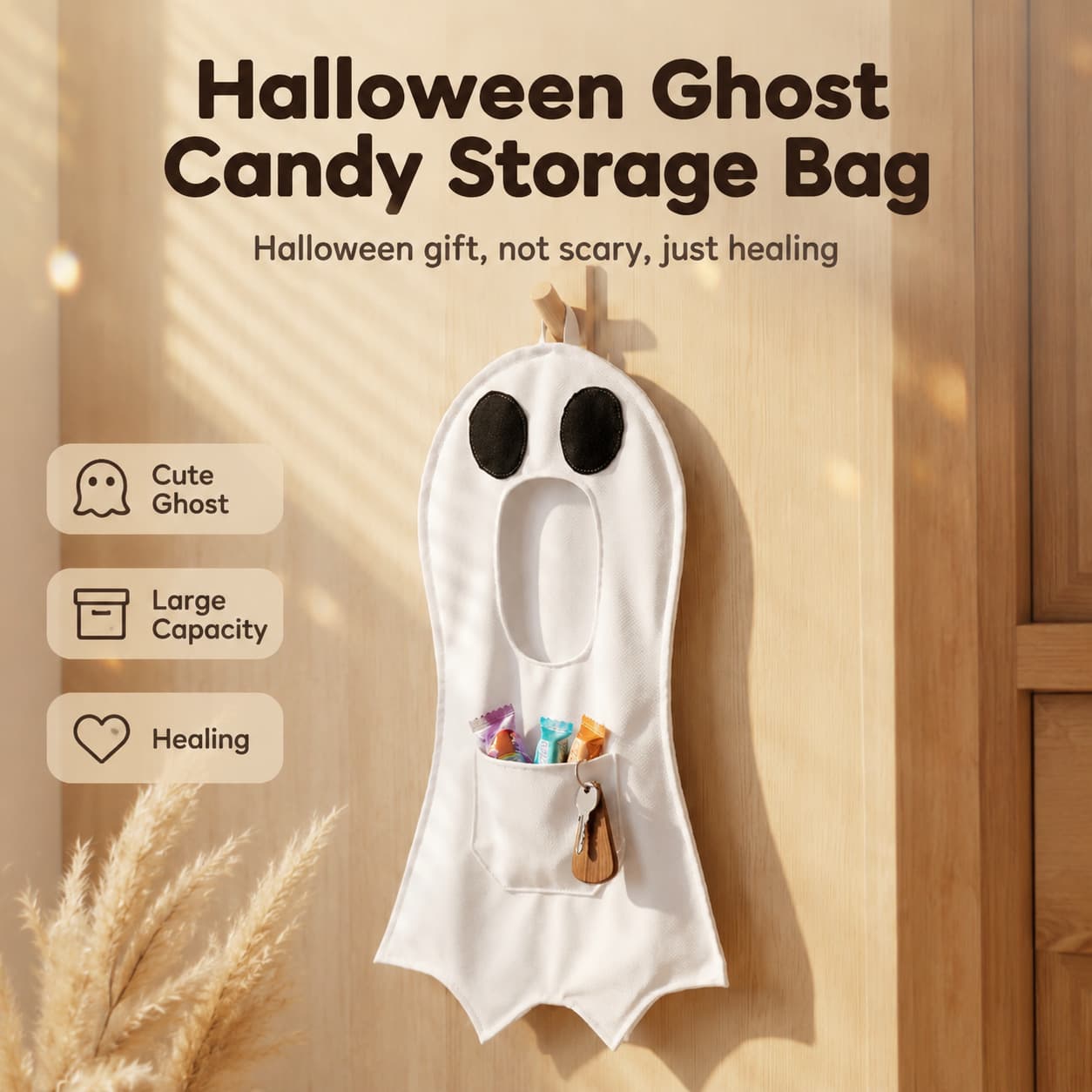 Halloween Ghost Bag Pattern DIY Kids Trick-or-Treat Storage Bag