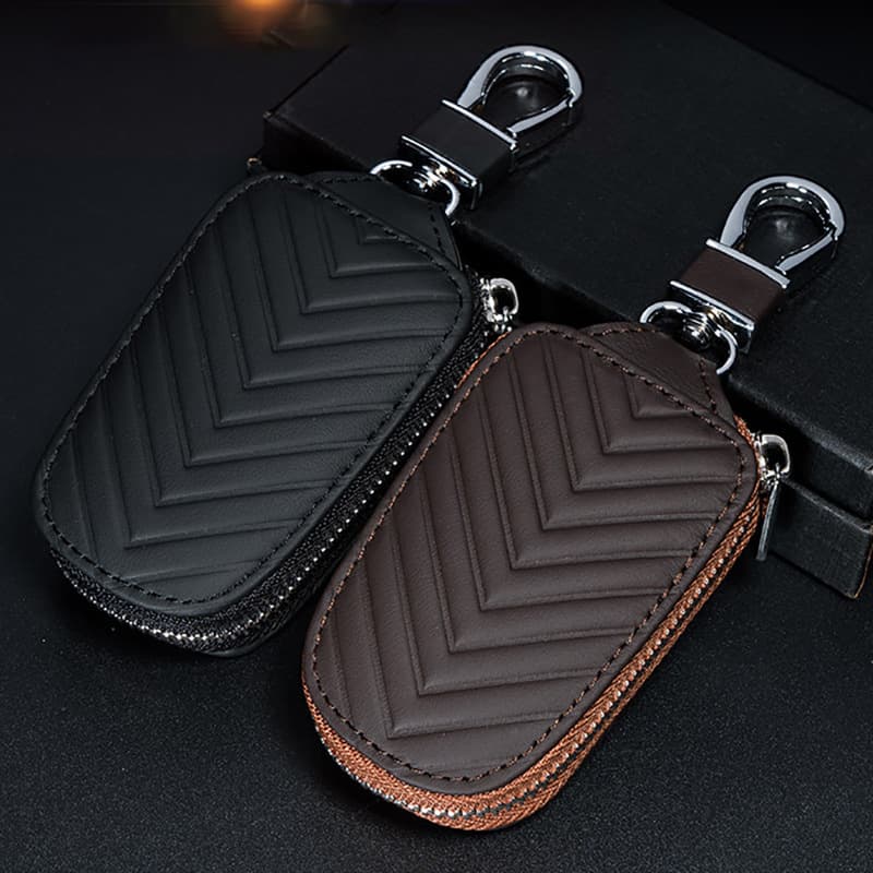 Men's Multifunctional Genuine Leather Key Holder Belt Clip Large Capacity Car Key Case Universal Car Key Organizer