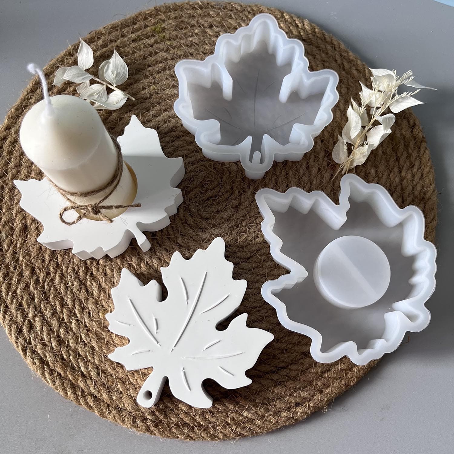Autumn maple leaf car mold maple leaf tea light candlestick plaster glue mold leaf decorative plaster ornament mold