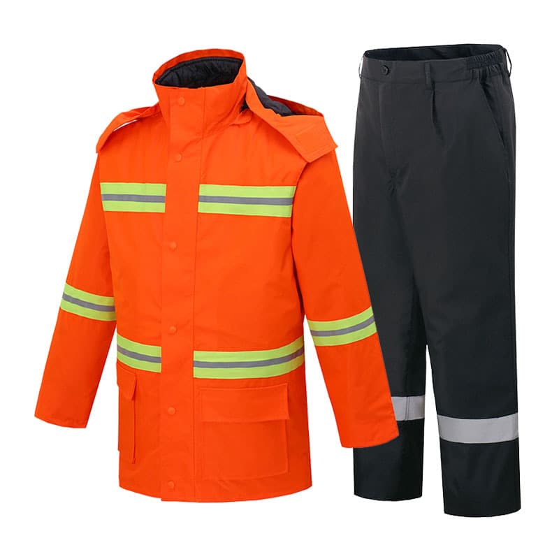 Winter Duty Reflective Cotton Suit for Motorcycle Riding, Windproof, Heavy Rain-Proof, Warm Traffic Duty Workwear