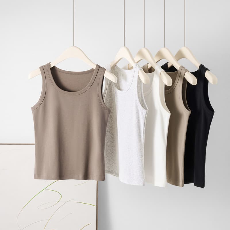 Pure Color Spandex Vest Women Slim Fit Short Top Prevent Exposure Small Strap Comfortable Casual Style High Elasticity Spring Summer