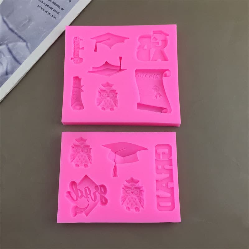 Owl Doctor Hat Graduation Scroll Parchment Silicone Mold for Fondant Cake Chocolate Resin Mold