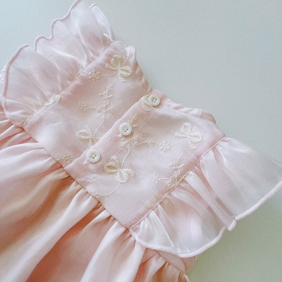 Cross-border Children's Tulle Dress Butterfly Bow Kids Princess Gown Birthday Baby Girl Dress