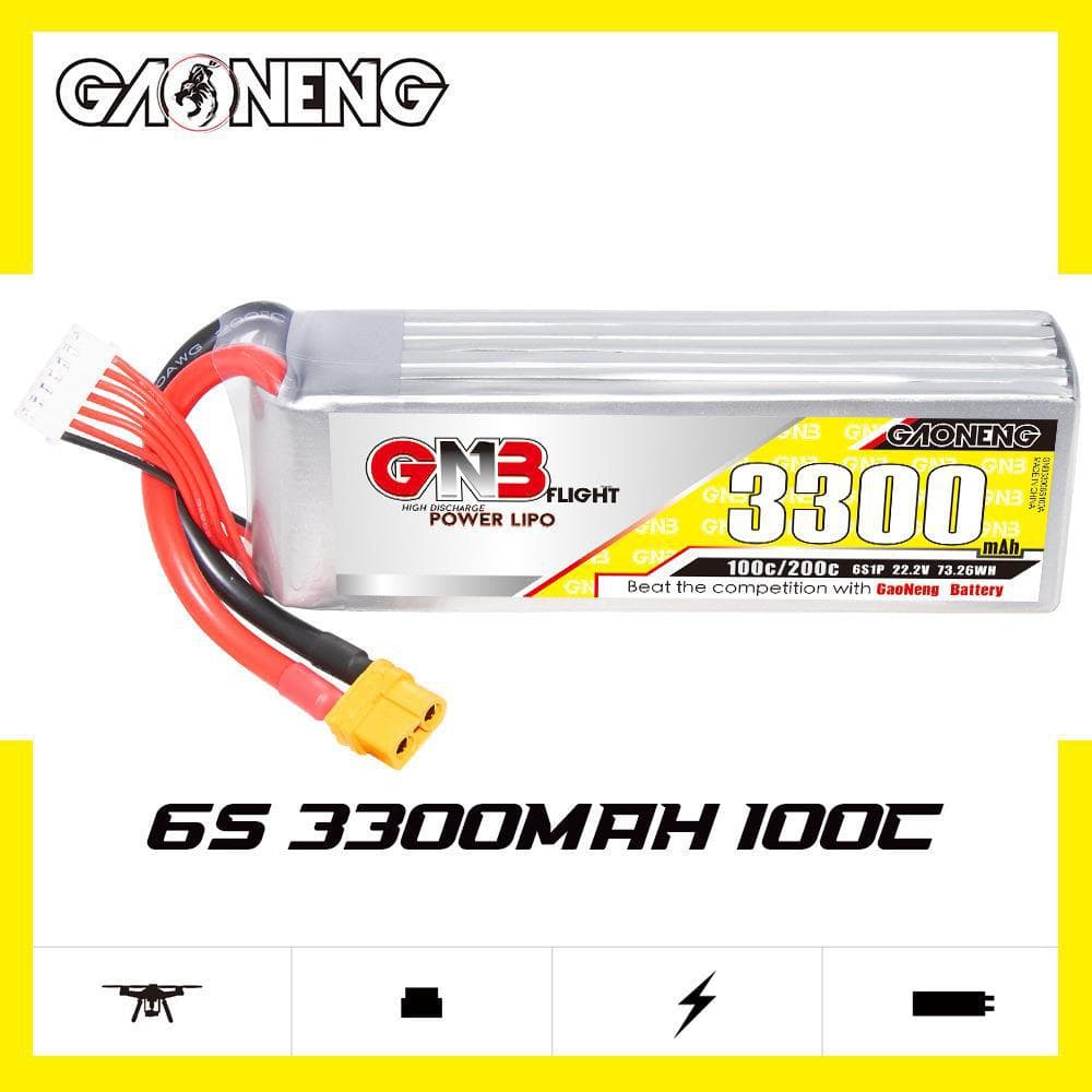GNB High-Energy 3300mAh 6S 22.2V 100C RC Drone Airplane FPV LiPo Battery High Capacity