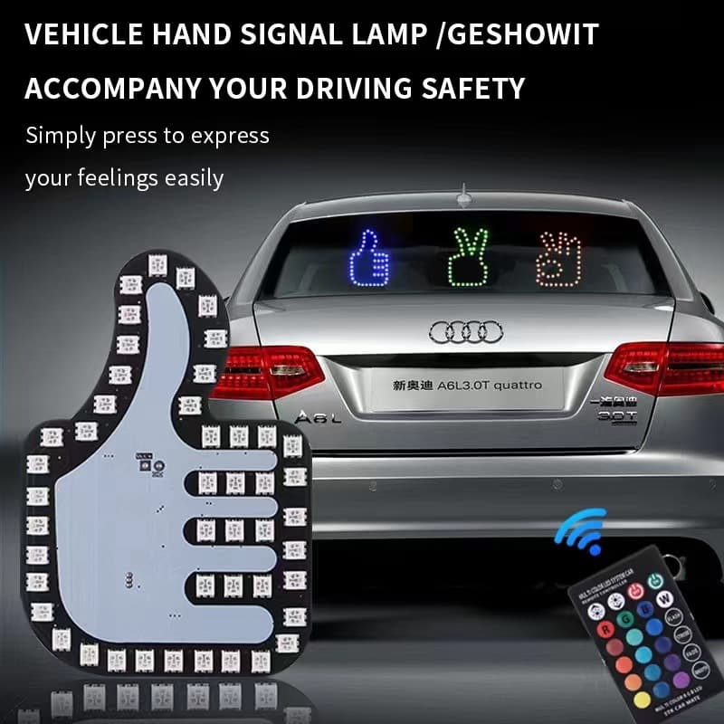 Car Finger Light Gesture Light Multifunctional Warning Tail Anti-Collision Interactive Palm Light