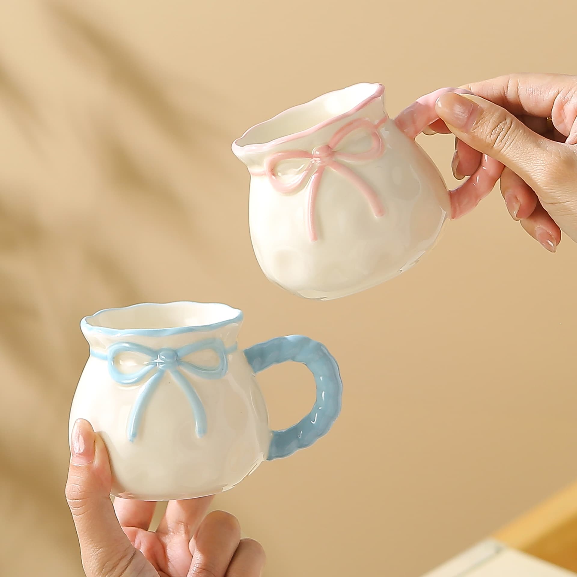 Cute Lucky Bag Ceramic Mug Large Capacity Ins Style Bow Ceramic Mug Gift Practical Drinking Cup