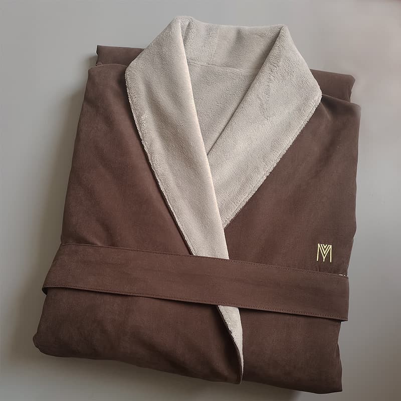 Custom European and American Five-Star Hotel Bathrobe, Autumn/Winter Double-Layer Fleece Thermal Bathrobe for Men and Women, Microfiber Bathrobe