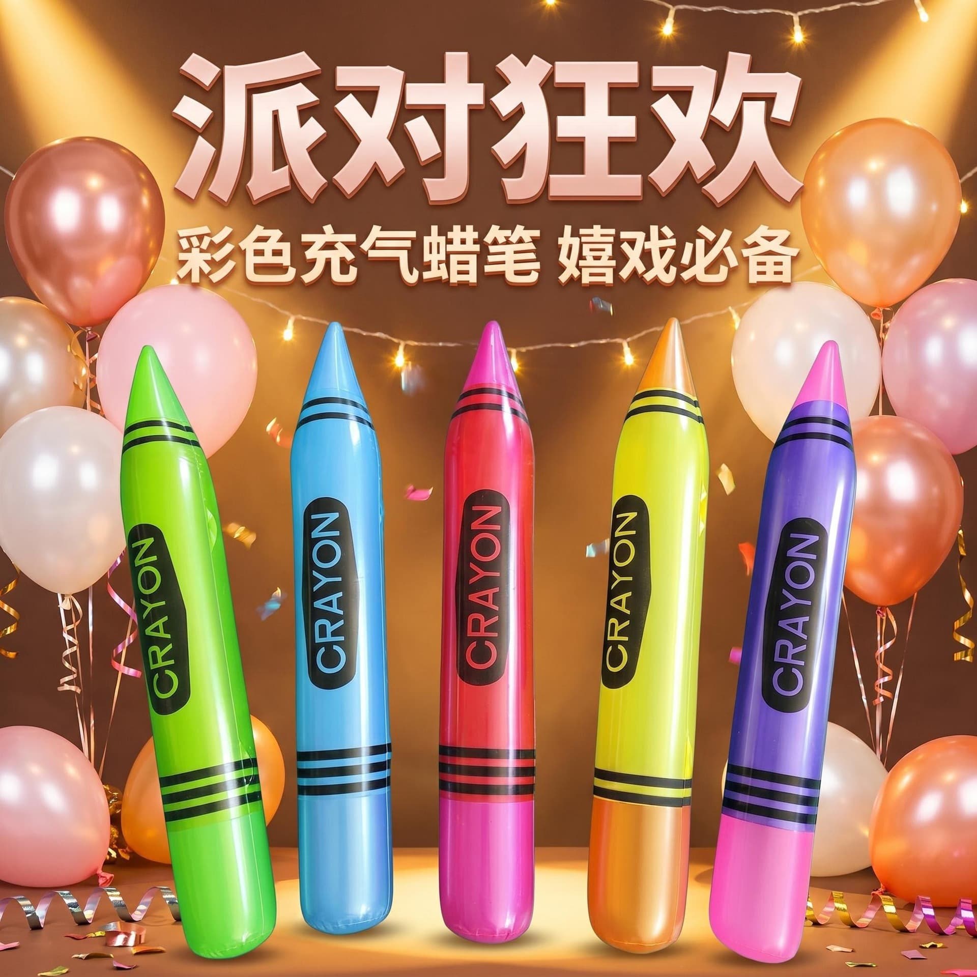 Cross-border new product pvc inflatable crayon balloons back-to-school decoration party supplies gifts suitable for events and parties