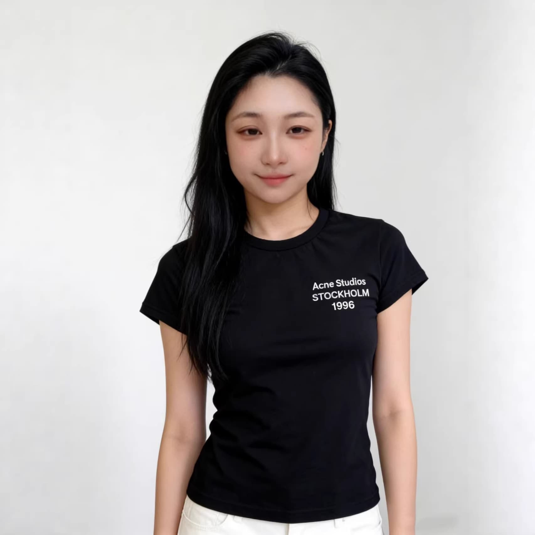 New Small Print Crew Neck Slim Fit Versatile Pure Cotton Short Sleeve T-Shirt 1996 Letter Cropped Women's Trendy Top