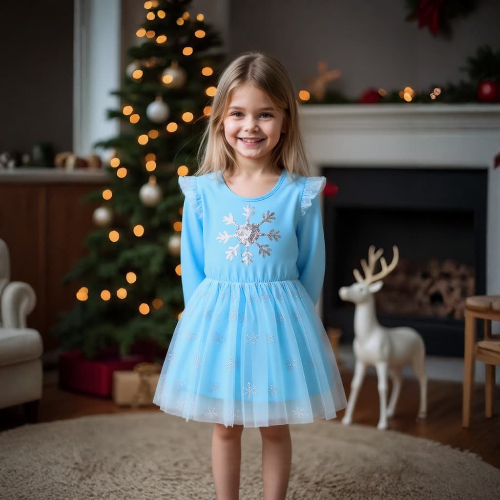 Girls Princess Dress Children's Knitted Dress Autumn Winter Long Sleeve Wing Sleeve Children's Princess Dress Premium Winter