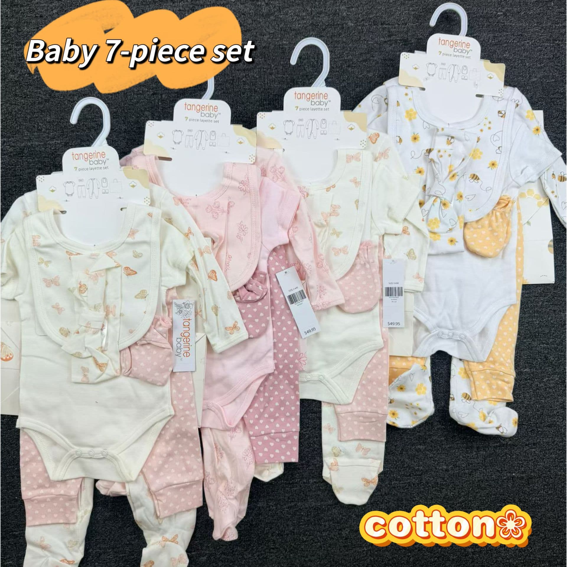 Newborn Baby Outfit Set, Class A Romper, Newborn Full-Month Baby Bodysuit, Gift Bag 7-Piece Set