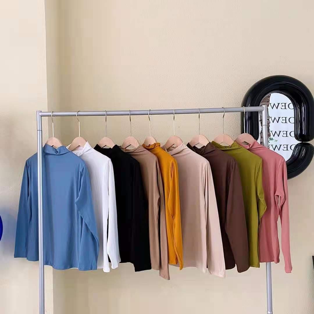 Nine-Color Semi-Turtleneck Base Layer Women 2025 Autumn/Winter Naked Feel Mask Top High Stretch Slim Long-Sleeve Top Versatile Style