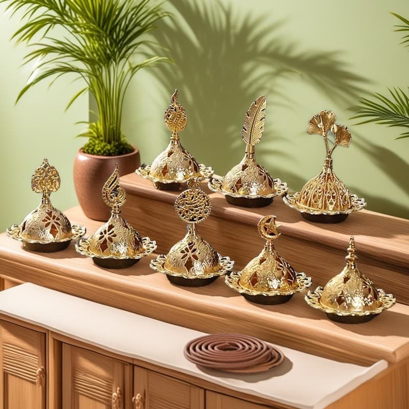 Cone Incense Burner Arabic Portable Metal Alloy Sandalwood Tower Incense Burner Dubai Middle Eastern Style Hollow Aromatherapy Burner Cross-border