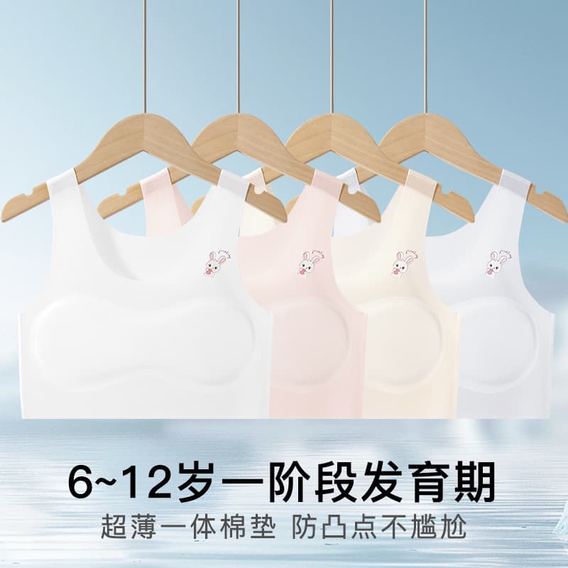 Developmental Stage Seamless Ice Silk Teen Vest Bra for Girls 7-16 Years Old Primary Middle School Sports Anti-Nipple Show Tween Bra