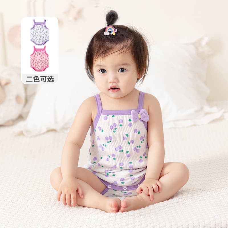 Newborn Summer Thin Sleeveless Romper Baby Wrap Bottom Clothes Sweet Style Triangle Crawling Suit Cotton Material for Girls