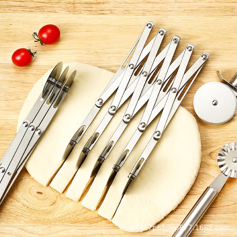 Stainless Steel Pizza Roller Cutter Retractable Dough Cutter Multi-Function Noodle Pastry Multi-Wheel Baking Cutter