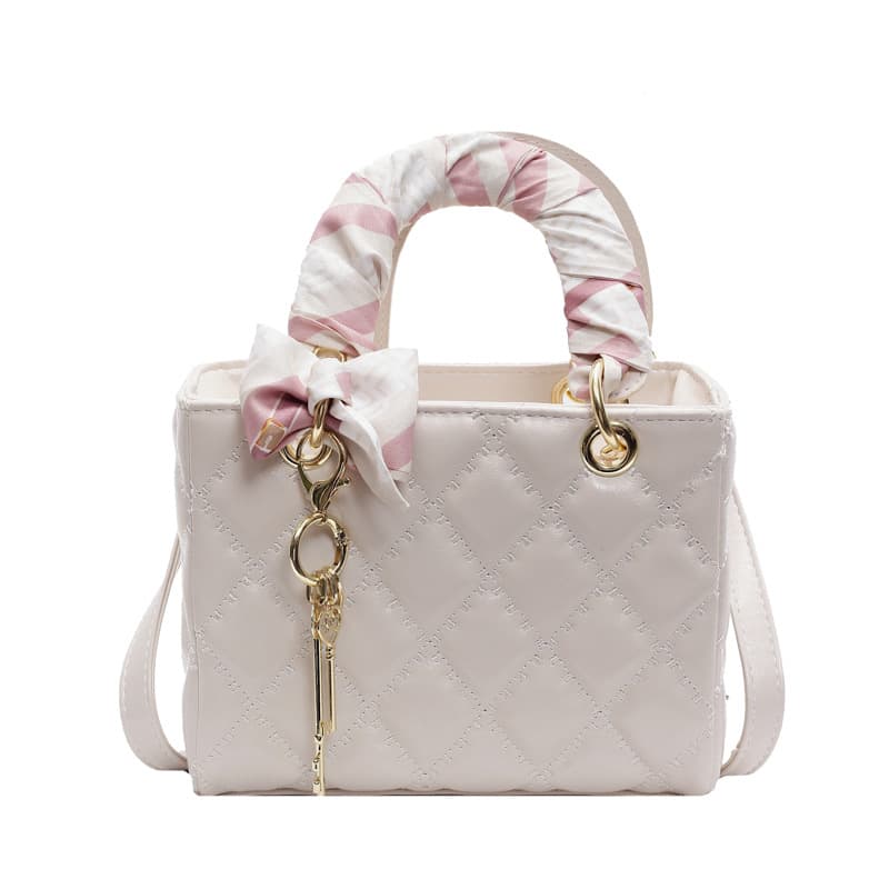 Shiny Patent Leather Lady Dior Bag 2025 New European and American Fashion Chanel Style Quilted Shoulder Crossbody Bag Ribbon Small Square Bag