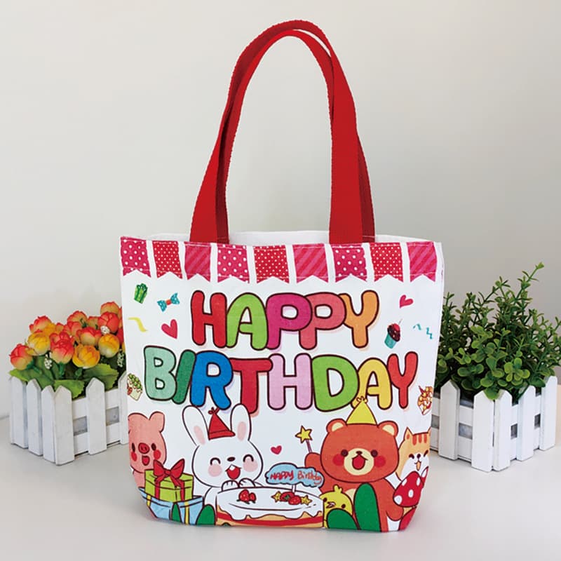 Birthday Gift Bag Canvas Bag Baby Birthday Holiday Gift Children Candy Gift Bag Kindergarten Book Bag